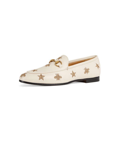 gucci jordaan star & bee leather loafer
