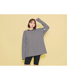 HOTPING | ドロップショルダールーズボーダーTシャツ(Tシャツ/カットソー)