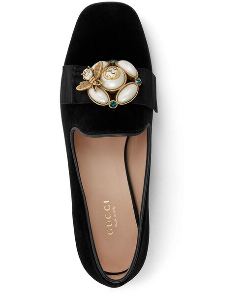 Gucci Velvet Slippers With Sylvie Bow In 6481 | ModeSens