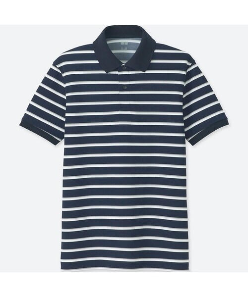 UNIQLO（ユニクロ）の「ドライEXカノコポロシャツ（ボーダー・半袖）＋（ポロシャツ・メンズ・WHITE 00/RED 17/NAVY 69・XXL/XS/S/4XL/M/XL/L/3XL）」の2枚目の写真