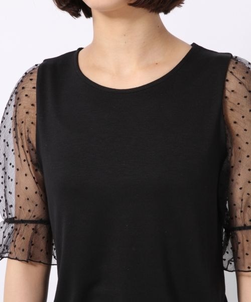 LOWRYS FARM（ローリーズファーム）の「ソデオーガンジープルオーバー（トップス・オフ/ブラック/ブラウン）」の6枚目の写真