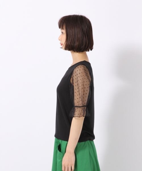 LOWRYS FARM（ローリーズファーム）の「ソデオーガンジープルオーバー（トップス・オフ/ブラック/ブラウン）」の4枚目の写真