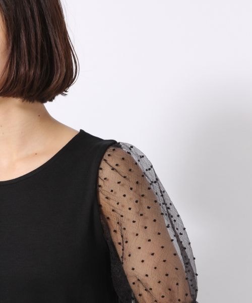 LOWRYS FARM（ローリーズファーム）の「ソデオーガンジープルオーバー（トップス・オフ/ブラック/ブラウン）」の7枚目の写真