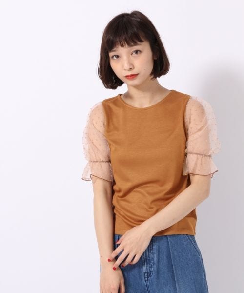 LOWRYS FARM（ローリーズファーム）の「ソデオーガンジープルオーバー（トップス・オフ/ブラック/ブラウン）」の3枚目の写真