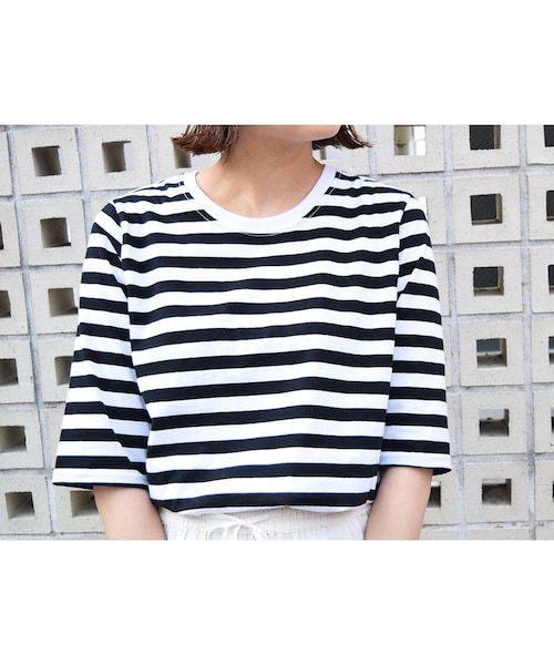 no brand（ノーブランド）の「【再入荷】5分袖 BORDER Tシャツ（Tシャツ/カットソー・レディース・その他）」の3枚目の写真