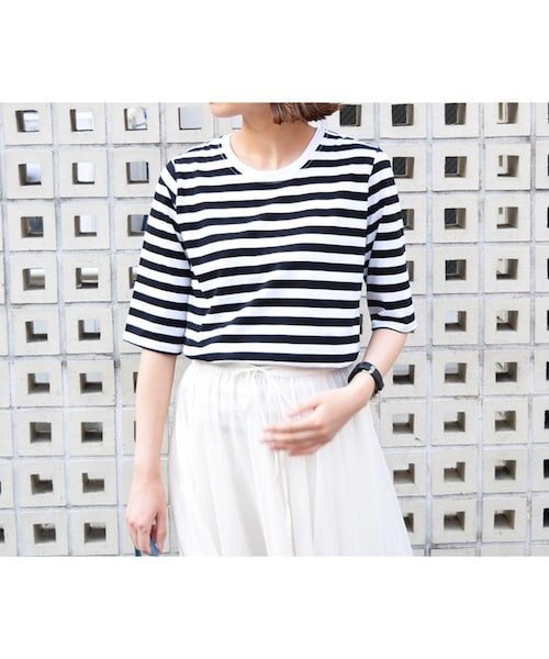 no brand（ノーブランド）の「【再入荷】5分袖 BORDER Tシャツ（Tシャツ/カットソー・レディース・その他）」の9枚目の写真