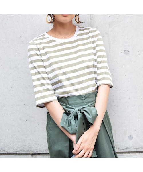 no brand（ノーブランド）の「【再入荷】5分袖 BORDER Tシャツ（Tシャツ/カットソー・レディース・その他）」の2枚目の写真