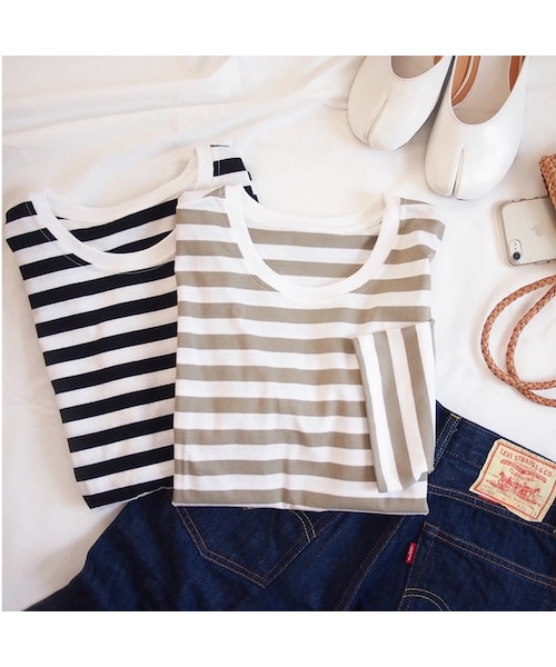 no brand（ノーブランド）の「【再入荷】5分袖 BORDER Tシャツ（Tシャツ/カットソー・レディース・その他）」の12枚目の写真