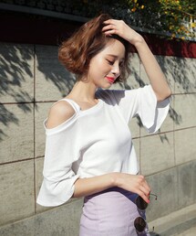 DHOLIC | ワンショルダーラッフルTシャツ(Tシャツ/カットソー)