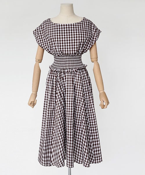 DHOLIC（ディーホリック）の「ウエストマークチェックワンピース（ワンピース・レディース・ブラック/ブラウン・FREE）」の2枚目の写真