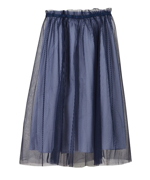 STYLEBLOCK（スタイルブロック）の「チュール×先染めストライプ4WAYスカート（スカート・レディース・サックスブルー/ラベンダー/グリーン/ネイビー・M）」の2枚目の写真