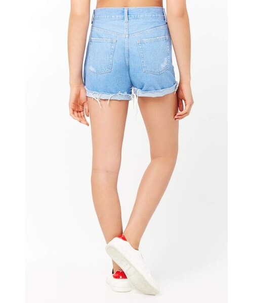 FOREVER 21（フォーエバー トゥエンティーワン）の「Forever 21 Distressed Button-Fly Denim Shorts（その他パンツ・レディース・Blue・24/25/26/27/28/29/30/31）」の8枚目の写真