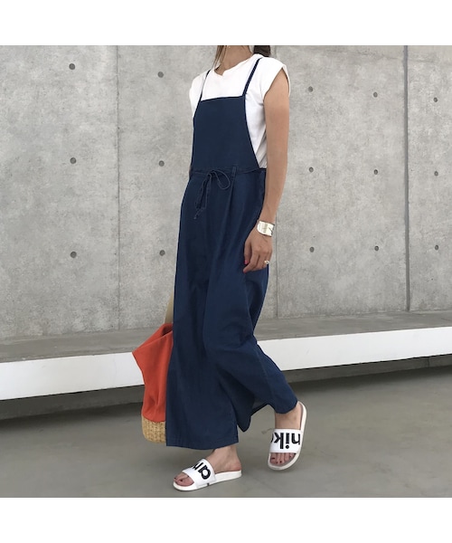 copine（コピン）の「ウエストリボンデニムサロペットワイドパンツ【クリックポスト対象商品】（サロペット/オーバーオール・レディース・その他）」の5枚目の写真