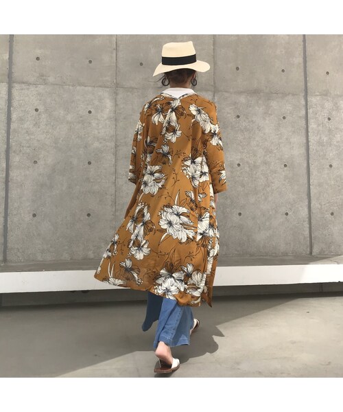 copine(コピン)の「ウエストリボン付きレトロ花柄ロングガウン(2color)【クリックポスト対象商品】(カーディガン/ボレロ・レディース・その他)」の5枚目の写真