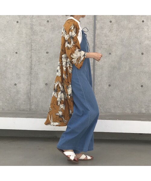 copine(コピン)の「ウエストリボン付きレトロ花柄ロングガウン(2color)【クリックポスト対象商品】(カーディガン/ボレロ・レディース・その他)」の2枚目の写真
