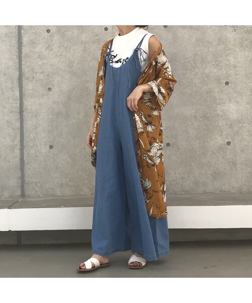 copine(コピン)の「ウエストリボン付きレトロ花柄ロングガウン(2color)【クリックポスト対象商品】(カーディガン/ボレロ・レディース・その他)」の4枚目の写真