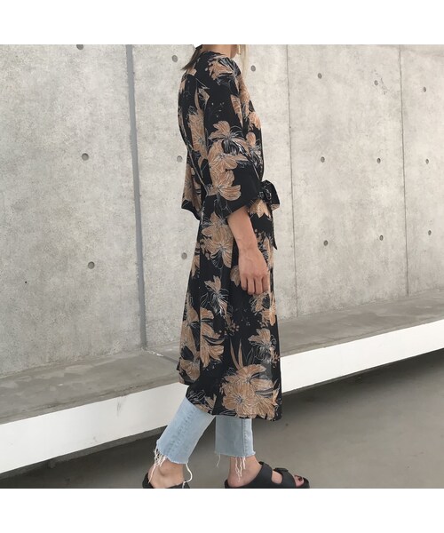 copine(コピン)の「ウエストリボン付きレトロ花柄ロングガウン(2color)【クリックポスト対象商品】(カーディガン/ボレロ・レディース・その他)」の11枚目の写真