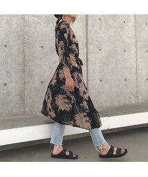 copine | ウエストリボン付きレトロ花柄ロングガウン（2color）【クリックポスト対象商品】(カーディガン/ボレロ)