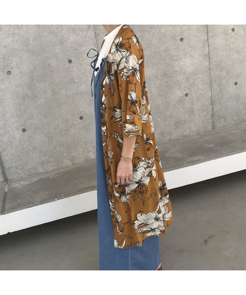 copine(コピン)の「ウエストリボン付きレトロ花柄ロングガウン(2color)【クリックポスト対象商品】(カーディガン/ボレロ・レディース・その他)」の14枚目の写真