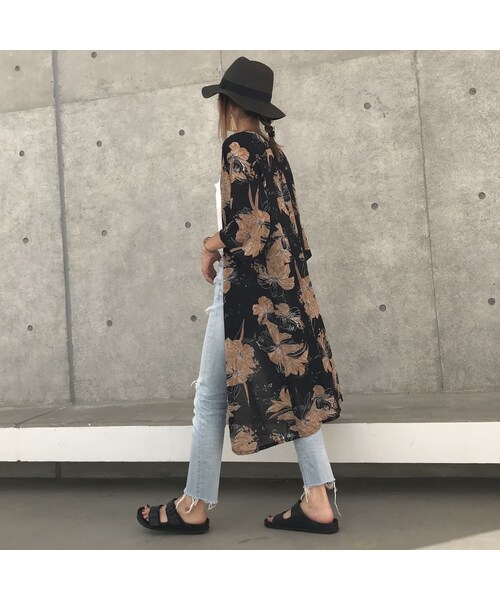 copine(コピン)の「ウエストリボン付きレトロ花柄ロングガウン(2color)【クリックポスト対象商品】(カーディガン/ボレロ・レディース・その他)」の7枚目の写真