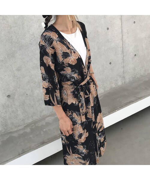 copine(コピン)の「ウエストリボン付きレトロ花柄ロングガウン(2color)【クリックポスト対象商品】(カーディガン/ボレロ・レディース・その他)」の12枚目の写真