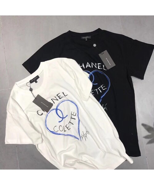 Chanel シャネル の Chanel シャネル 半袖ロゴシャツ ハートm610 並行輸入品 翌日発送 Tシャツ カットソー Wear