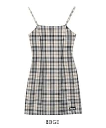 mixxmix | スリムチェック柄キャミワンピース(ワンピース)
