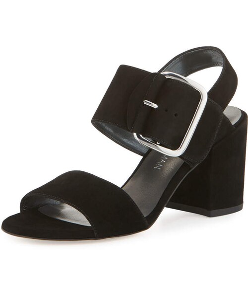 STUART WEITZMAN(スチュアートワイツマン)の「Stuart Weitzman Citysandal Suede Buckle City Sandal(その他シューズ・レディース・Black・11b / 41eu)」の2枚目の写真