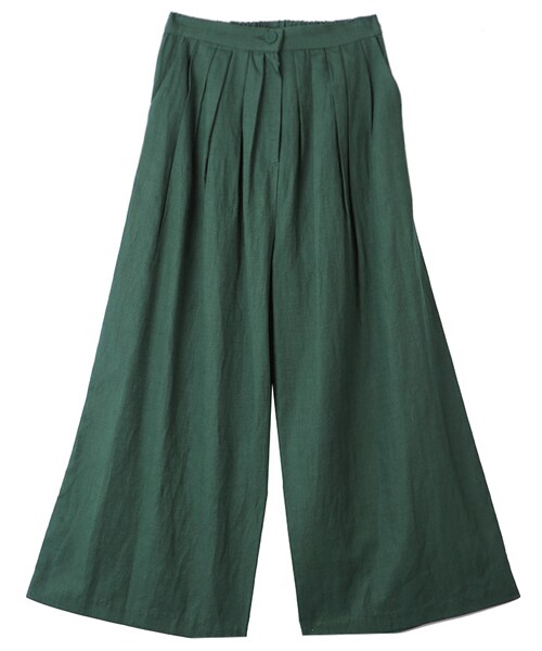 DINT（ディント）の「クラシックムードリネンパンツ（スラックス・レディース・그린/베이지・one(44~66size)）」の3枚目の写真