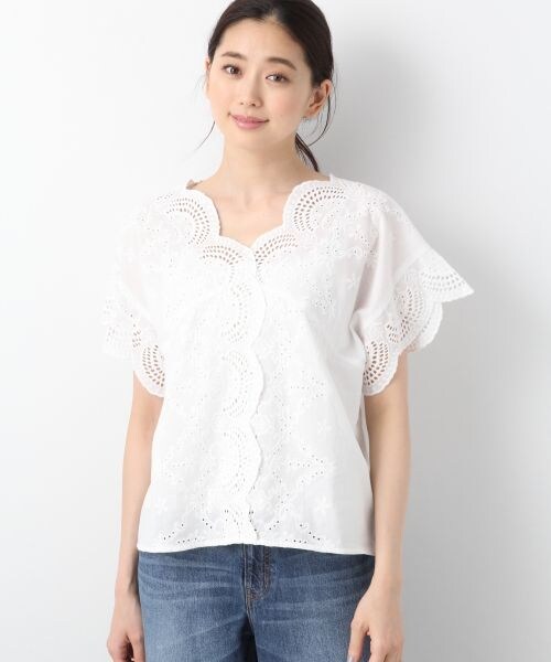 LEPSIM（レプシィム）の「アイレットレースセンターフロントブラウス／ＳＳ（トップス・オフ/ブラック/イエロー/フクシャパープル）」の13枚目の写真