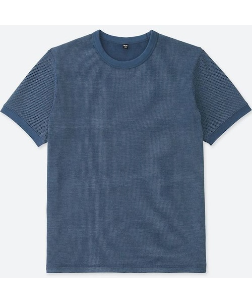 UNIQLO（ユニクロ）の「ワッフルクルーネックT（半袖）（Tシャツ/カットソー・メンズ・WHITE 00/BLACK 09/BLUE 68/GRAY 03・4XL/XXL/3XL/XL/S/L/M/XS）」の4枚目の写真