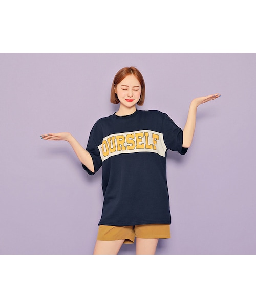 HOTPING（ホッピン）の「YOURSELFレタリングTシャツ（Tシャツ/カットソー・レディース・イエロー/グリーン/ネイビー/ブラック・フリーサイズ(XS-XXL)）」の4枚目の写真
