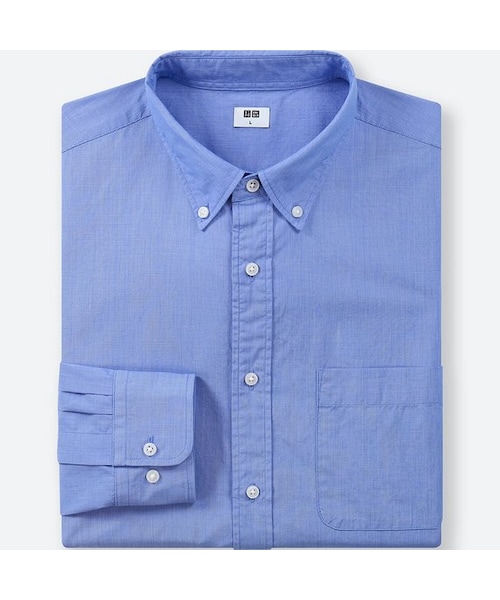 UNIQLO（ユニクロ）の「エクストラファインコットンブロードシャツ（ボタンダウン・長袖）（シャツ/ブラウス・メンズ・GRAY 05/BLUE 66/NAVY 69/WHITE 00/BLACK 09・XL/L/3XL/M/XS/XXL/4XL/S）」の4枚目の写真