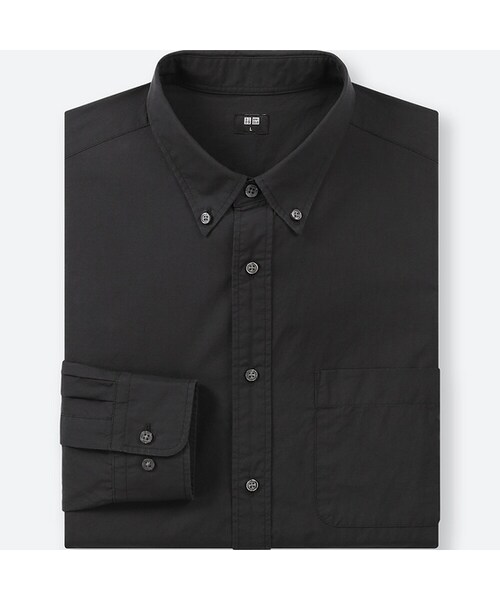 UNIQLO（ユニクロ）の「エクストラファインコットンブロードシャツ（ボタンダウン・長袖）（シャツ/ブラウス・メンズ・GRAY 05/BLUE 66/NAVY 69/WHITE 00/BLACK 09・XL/L/3XL/M/XS/XXL/4XL/S）」の3枚目の写真