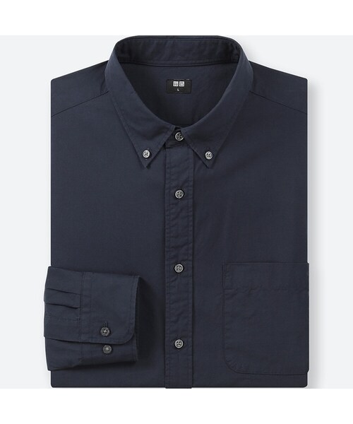 UNIQLO（ユニクロ）の「エクストラファインコットンブロードシャツ（ボタンダウン・長袖）（シャツ/ブラウス・メンズ・GRAY 05/BLUE 66/NAVY 69/WHITE 00/BLACK 09・XL/L/3XL/M/XS/XXL/4XL/S）」の5枚目の写真