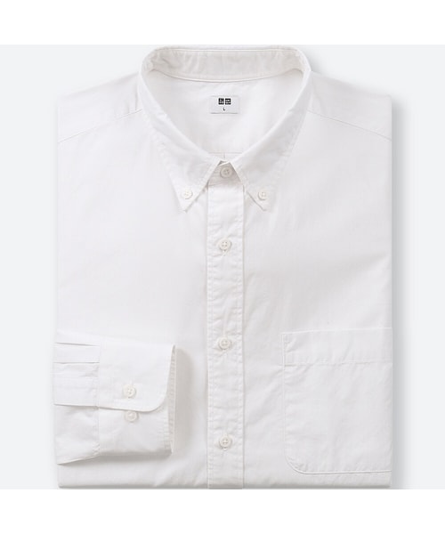 UNIQLO（ユニクロ）の「エクストラファインコットンブロードシャツ（ボタンダウン・長袖）（シャツ/ブラウス・メンズ・GRAY 05/BLUE 66/NAVY 69/WHITE 00/BLACK 09・XL/L/3XL/M/XS/XXL/4XL/S）」の2枚目の写真
