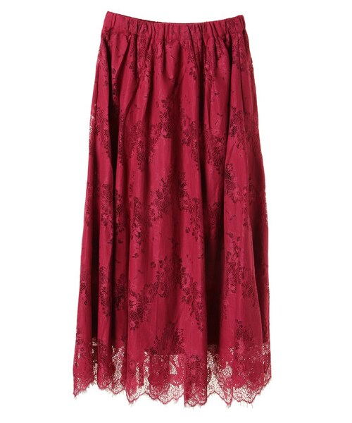 earth music&ecology(アースミュージックアンドエコロジー)の「・レースマキシスカート(スカート・ブラック/ピンク/グレーベージュ/マスタード/ロイヤルブルー/ダークグリーン・F)」の2枚目の写真