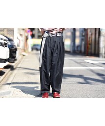 YANTOR | YANTOR Slab Linen 3 tuck pants dark navy(スラックス)