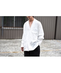 ESSAY | ESSAY デニムノーカラーシャツ white(シャツ/ブラウス)