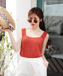 DHOLIC | 2TYPEスクエアニットスリーブレス(タンクトップ)