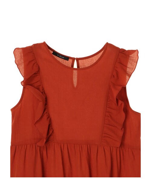 Green　Parks（グリーンパークス）の「w closet ティアードノースリーブワンピース（ワンピース/ドレス・オフホワイト/ブラック/テラコッタ・F）」の3枚目の写真