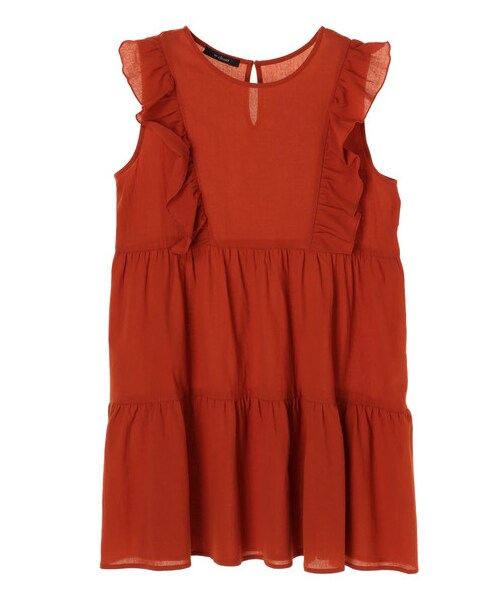 Green　Parks（グリーンパークス）の「w closet ティアードノースリーブワンピース（ワンピース/ドレス・オフホワイト/ブラック/テラコッタ・F）」の8枚目の写真