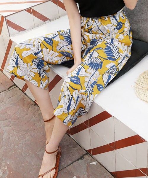 DHOLIC(ディーホリック)の「パームツリーワイドパンツ(その他パンツ・レディース・イエロー/ブルー/その他・FREE)」の1枚目の写真