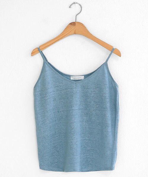 DHOLIC（ディーホリック）の「リネンVネックキャミソール（キャミソール・レディース・ブラック/ブルー/ホワイト/ブラウン/ベージュ・FREE）」の5枚目の写真
