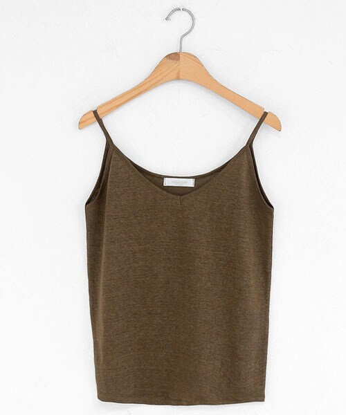 DHOLIC（ディーホリック）の「リネンVネックキャミソール（キャミソール・レディース・ブラック/ブルー/ホワイト/ブラウン/ベージュ・FREE）」の3枚目の写真