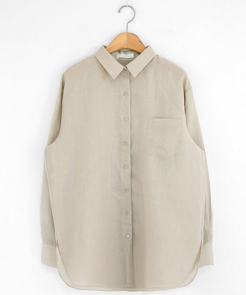 DHOLIC（ディーホリック）の「リネンワンポケットシャツ（シャツ/ブラウス・レディース・パープル/ホワイト/ベージュ/ブルー/その他・FREE）」の3枚目の写真