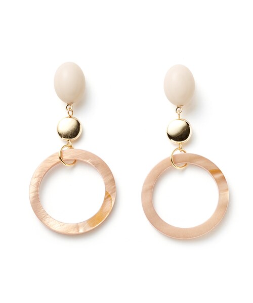 GRL（グレイル）の「シェルリングモチーフピアス（ピアス（両耳用）・レディース・ホワイト/ベージュ・F）」の2枚目の写真