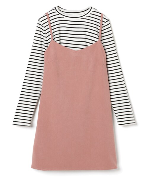 GRL（グレイル）の「ボーダートップス×キャミワンピースセットアップ（ワンピース・レディース・ブラック/ピンク・M）」の2枚目の写真