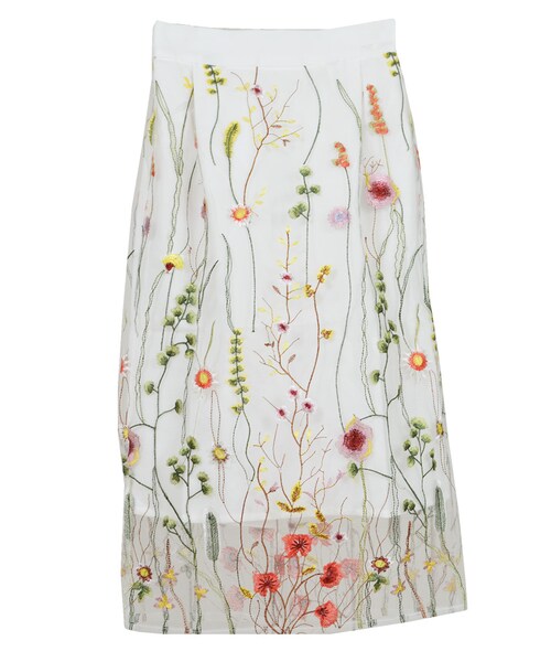 STYLEBLOCK（スタイルブロック）の「チュール花柄刺繍タイトスカート（スカート・レディース・ホワイト/アイボリー/グレー/ブラック・M）」の2枚目の写真