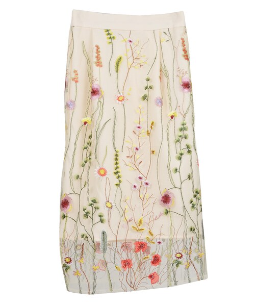 STYLEBLOCK（スタイルブロック）の「チュール花柄刺繍タイトスカート（スカート・レディース・ホワイト/アイボリー/グレー/ブラック・M）」の3枚目の写真